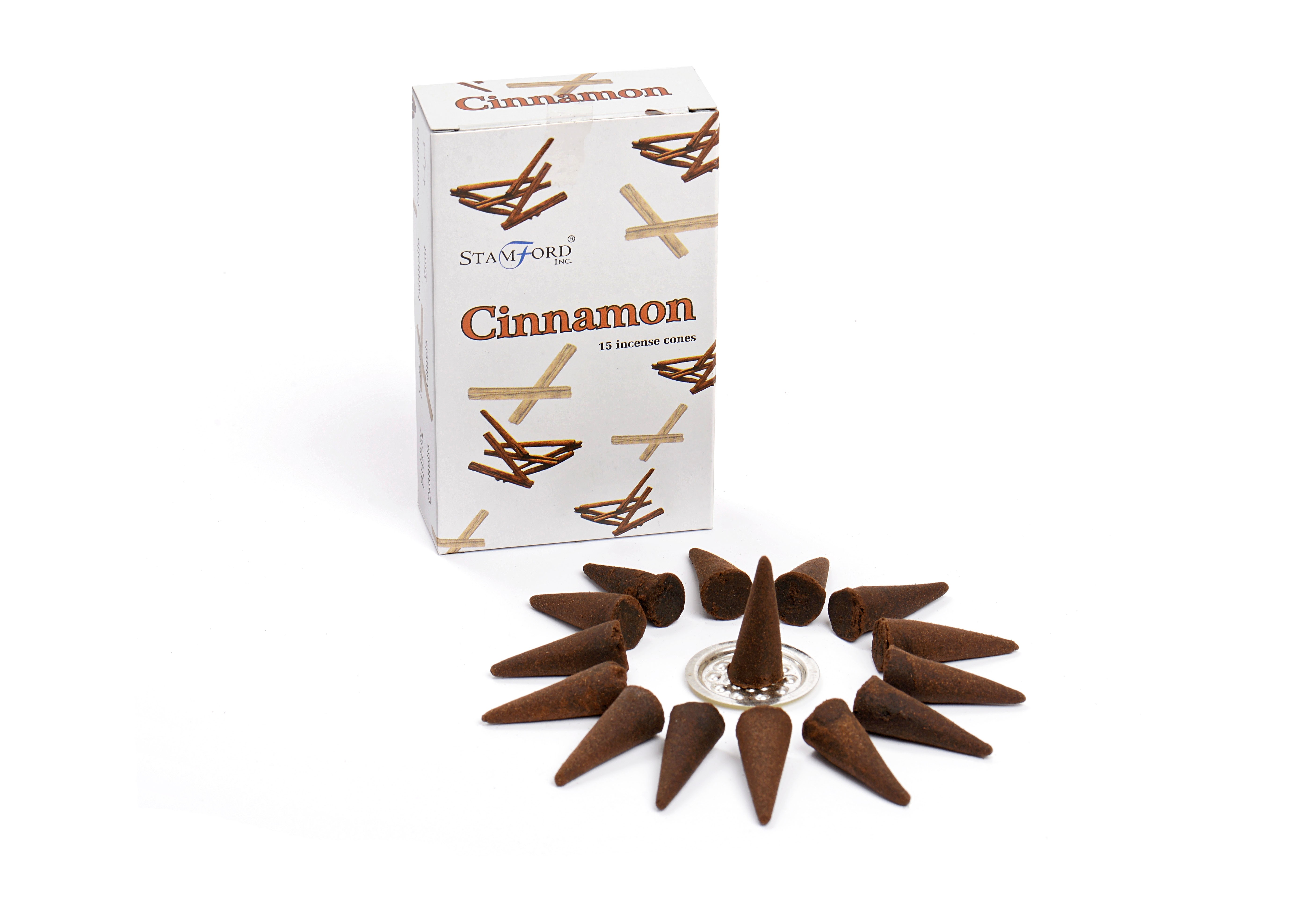 Cinnamon Stamford Incense Cones and Metal Holder