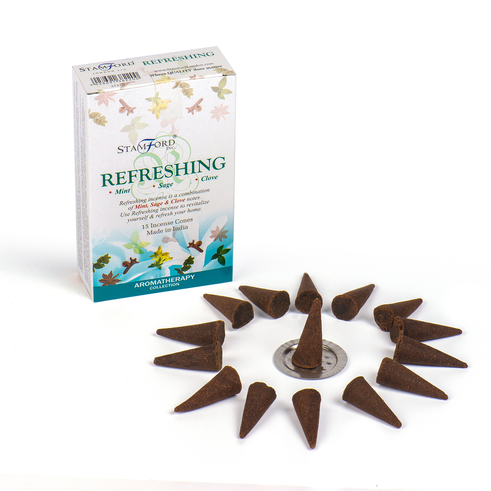 Refreshing Stamford Incense Cones and Metal Holder